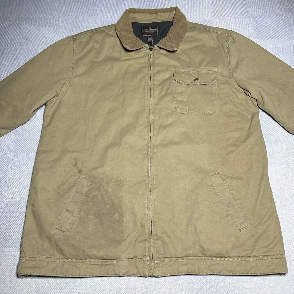 Vintage Y2K Steve & Barry's Corduroy Collar Brown Tan‎ Workwear Jacket Men's XL
